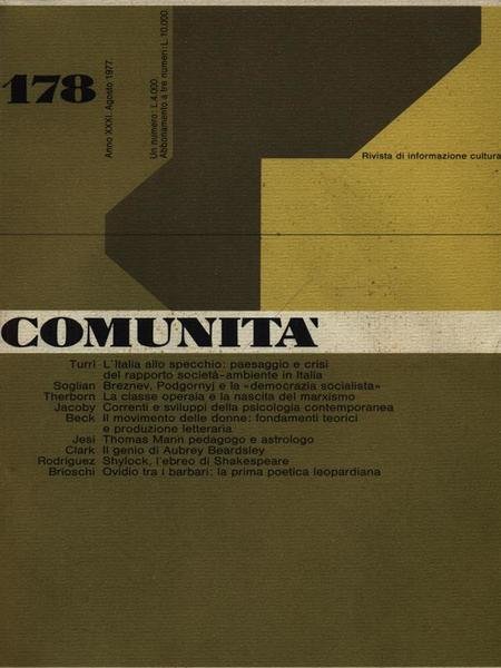 Comunita' 178 Rivista di informazione culturale anno XXXI 1977