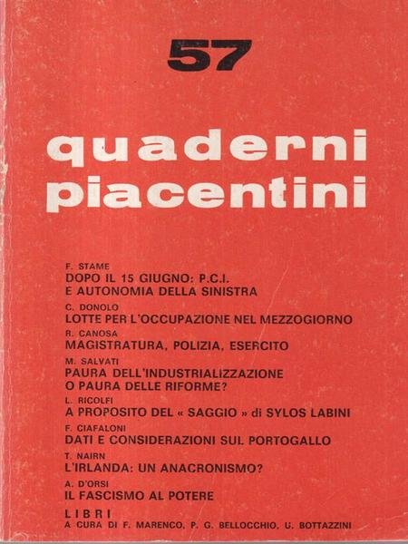 Quaderni piacentini 57 anno XIV novembre 1975