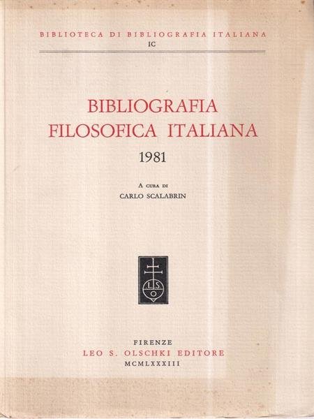 Bibliografia Filosofica Italiana. 1981