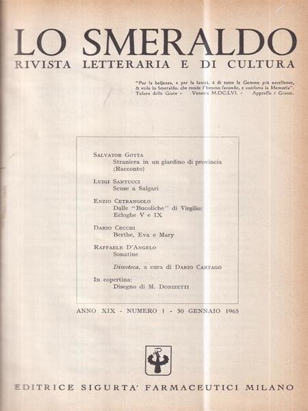 Lo Smeraldo. Rivista letteraria e di cultura. Annata 1965