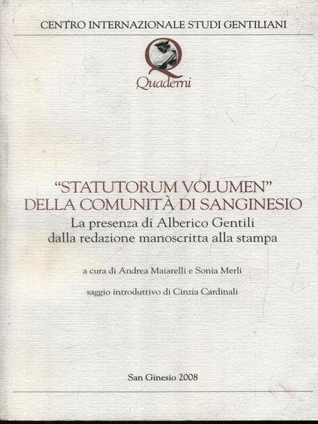 Statutorum Volumen della comunità di Sanginesio