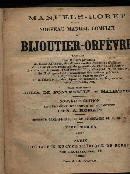 Nouveau manuel complet de Bijouter-Orfevre