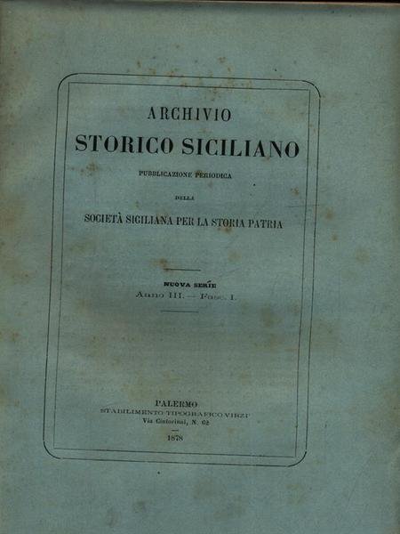 Archivio storico siciliano anno III 4vv