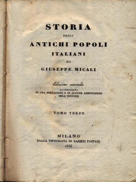 Storia degli antichi popoli italiani 3vv