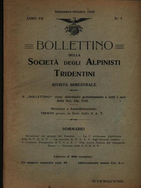 Bollettino della societa' degli alpinisti tridentini settembre-ottobre 1910