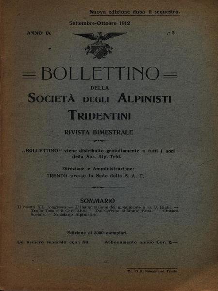 Bollettino della societa' degli alpinisti tridentini settembre-ottobre 1912