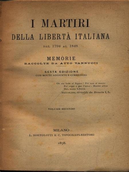 I martiri della liberta' italiana 3vv