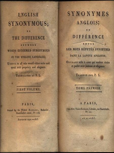 English synonymus - Syninimes anglois