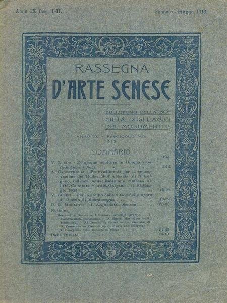 La rassegna d'arte senese 1913 2 fascicoli