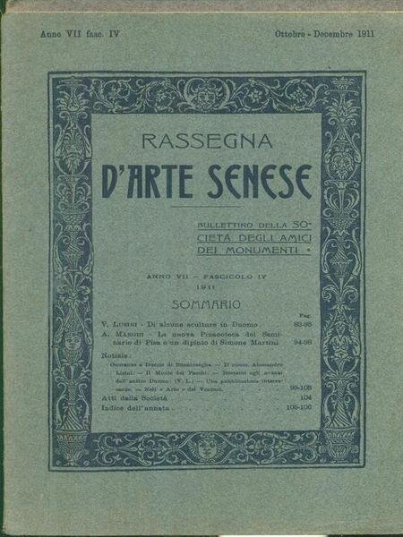 Rassegna d'arte senese 1911 3 fascicoli