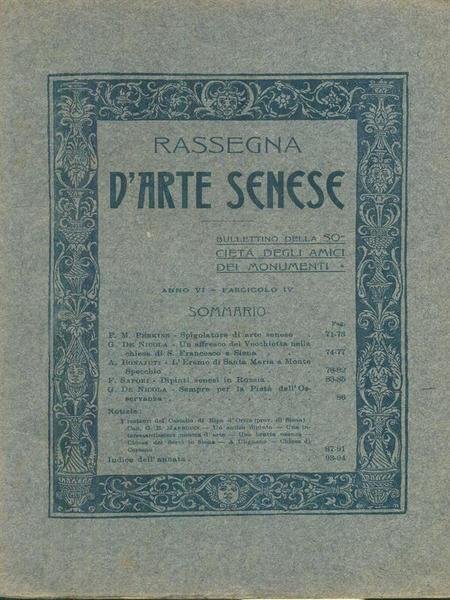 Rassegna d'arte senese 1910 3 fascicoli