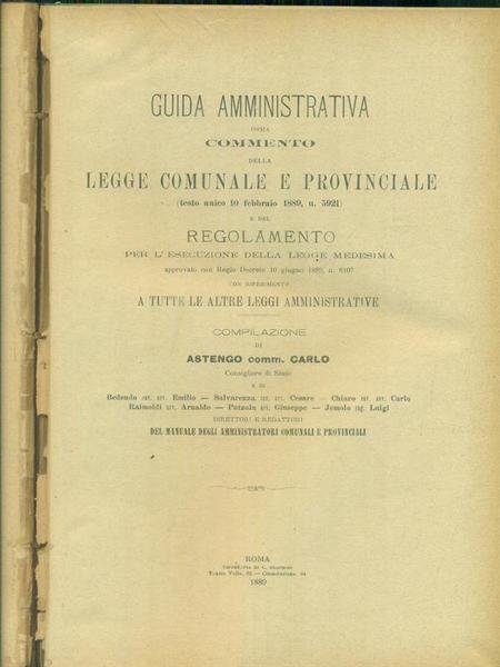 Commento della legge comunale e provinciale 16 febbraio 1889 n. … | Immagine principale