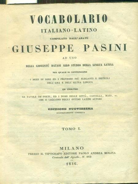 Vocabolario italiano-latino 2vv