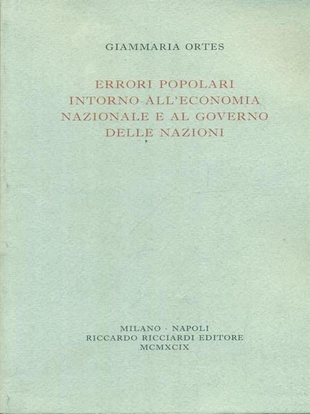Errori popolari intorno all'economia nazionale e al governo delle nazioni | Immagine principale