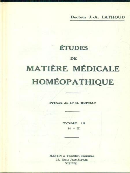 Etudes de matiere medicale homeopatique 3vv