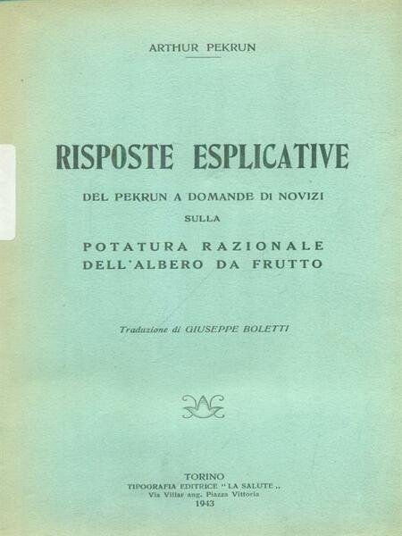 Risposte esplicative del Pekrun a domande di novizi sulla potatura …