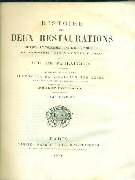 Histoire des deux restaurations 10vv. | Immagine principale