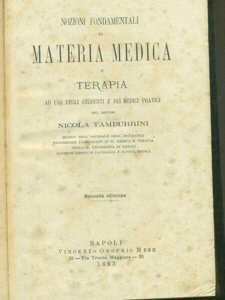 Materia medica e terapia