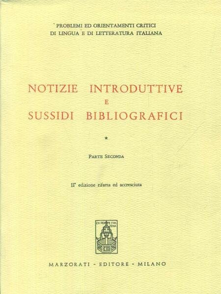 Notizie introduttive e sussidi bibliografici 2vv | Immagine principale