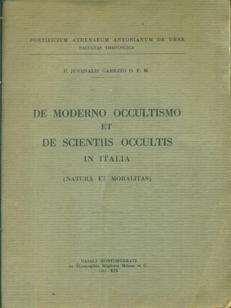 De moderno occultismo et de scientiis occultis in Italia