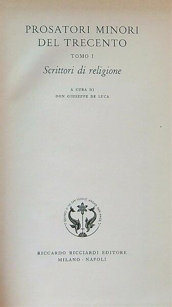 Prosatori minori del Trecen tomo 1