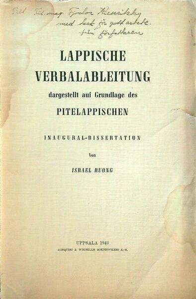 Lappische verbalableitung dargestellt auf Grundlage des Pitelappischen