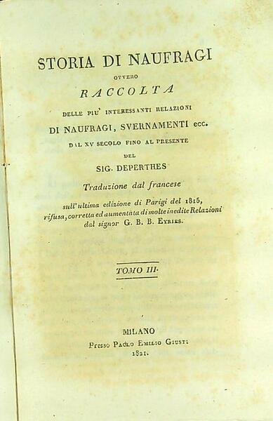 Storia di naufragi Tomo III