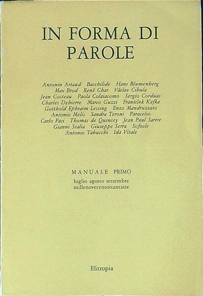 In forma di parole Manuale primo Luglio Agosto Settembre 1983