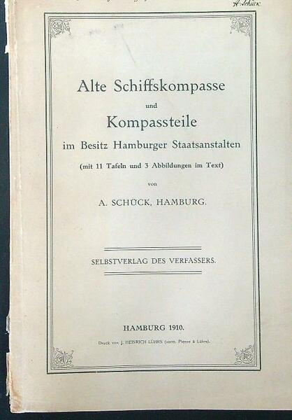 Alte schiffskompasse und kompassteile im besitz hamburger staatsanstalten Con dedica