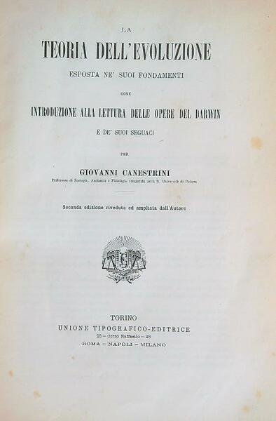 La teoria dell'evoluzione esposta ne suoi fondamenti