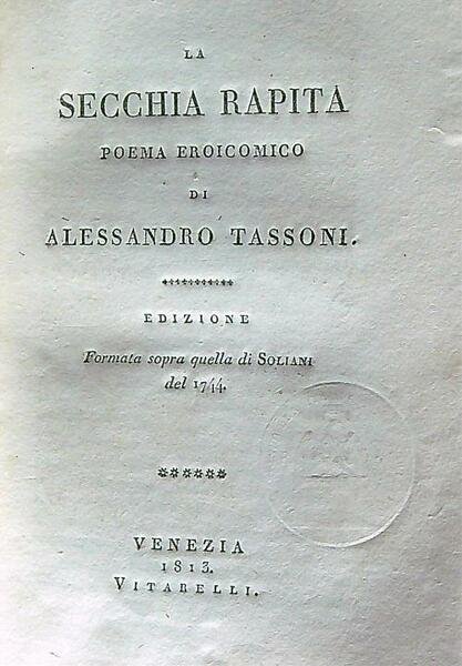 La secchia rapita poema eroicomico