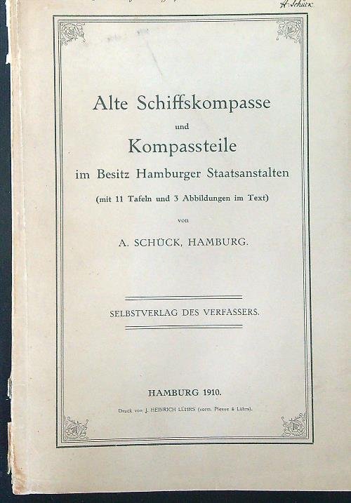 Alte schiffskompasse und kompassteile im besitz hamburger staatsanstalten Con dedica