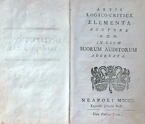 Artis Logico-criticae Elementa. Institutiones Philosophicae | Immagine principale