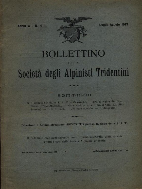Bollettino della societa' degli alpinisti tridentini luglio-agosto 1913