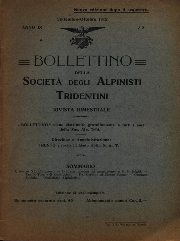 Bollettino della societa' degli alpinisti tridentini settembre-ottobre 1912