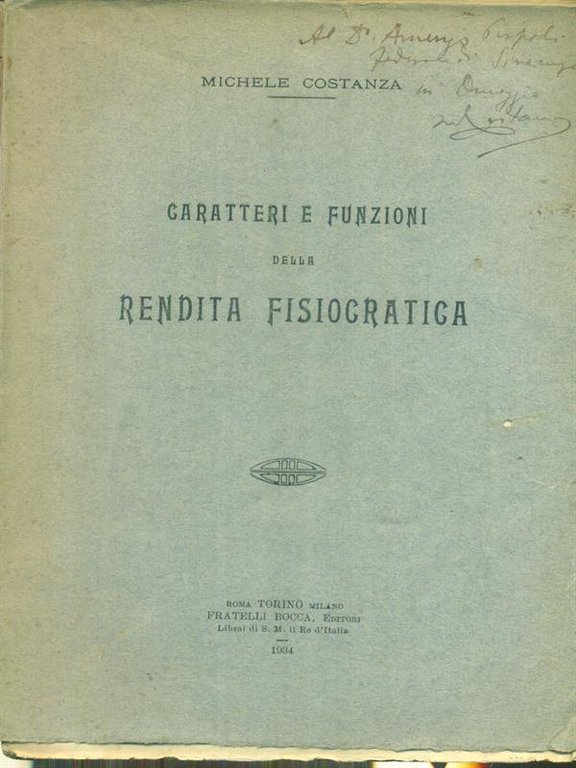 Caratteri e funzioni della rendita fisiocratica
