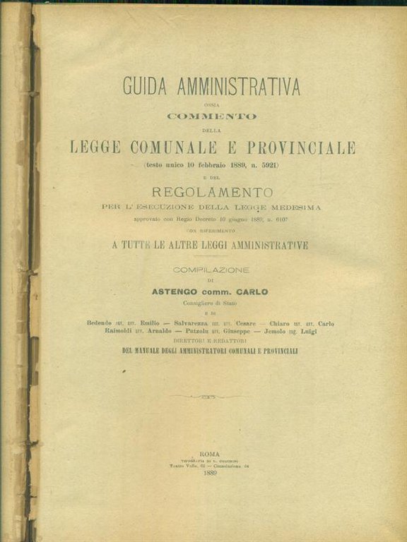 Commento della legge comunale e provinciale 16 febbraio 1889 n. … | Immagine Gallery 2