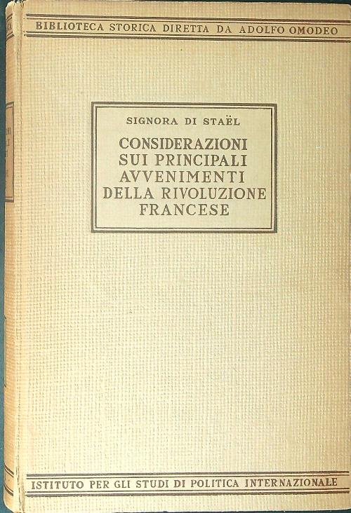 Considerazioni sui principali avvenimenti della rivoluzione Francese