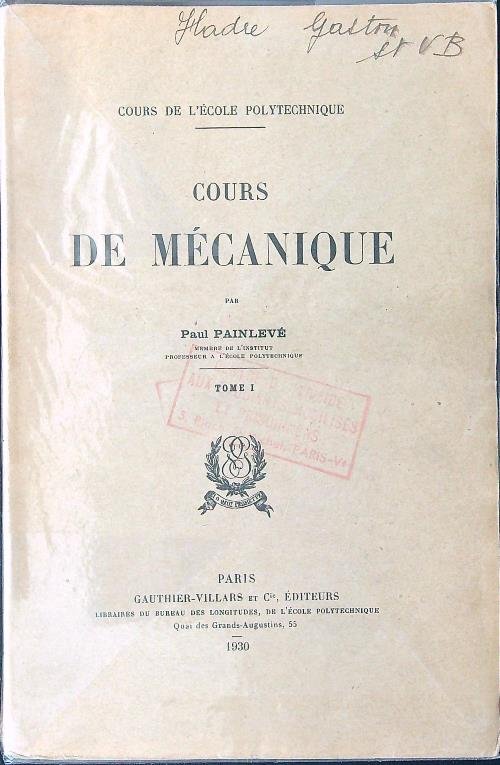Course de mecanique tome I | Immagine principale