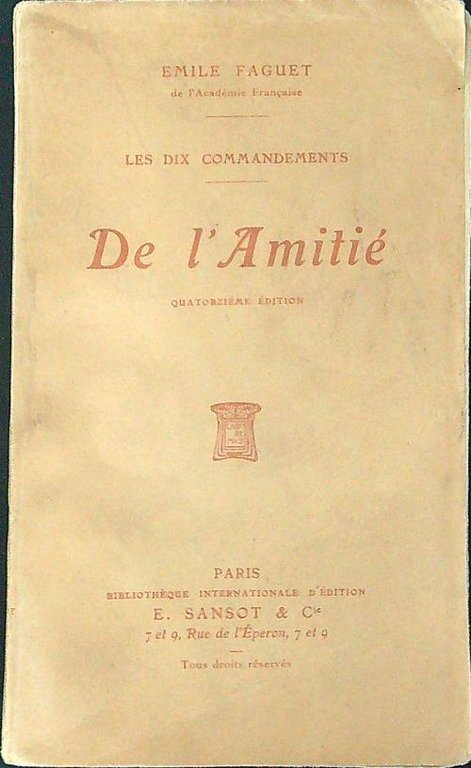 De L'Amitie'