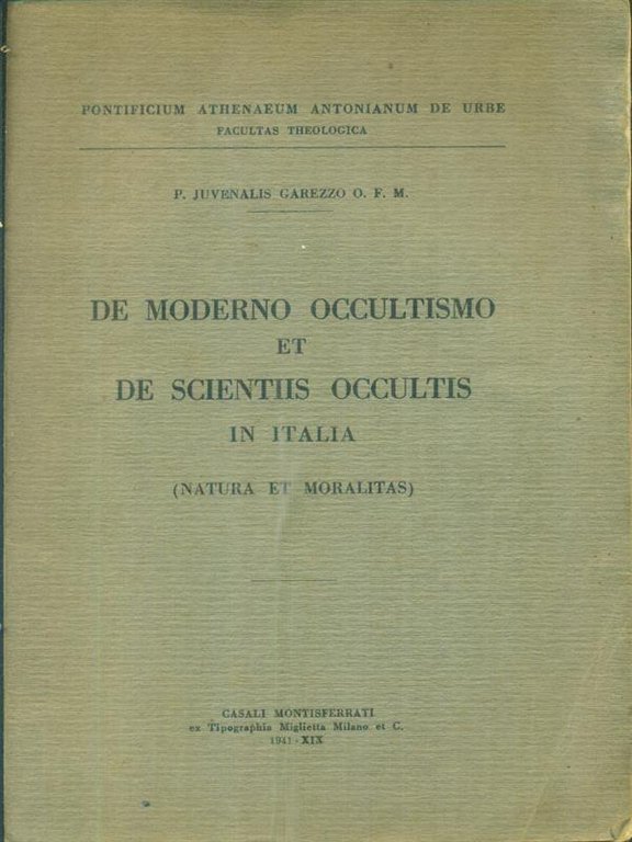 De moderno occultismo et de scientiis occultis in Italia