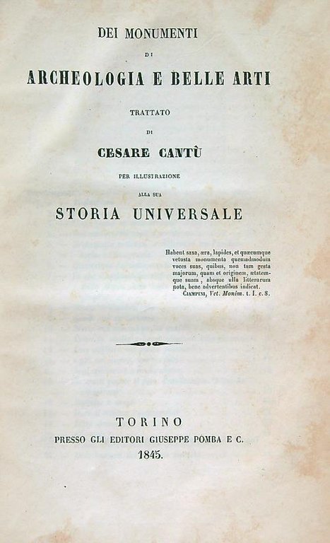 Dei monumenti di archeologia e belle arti