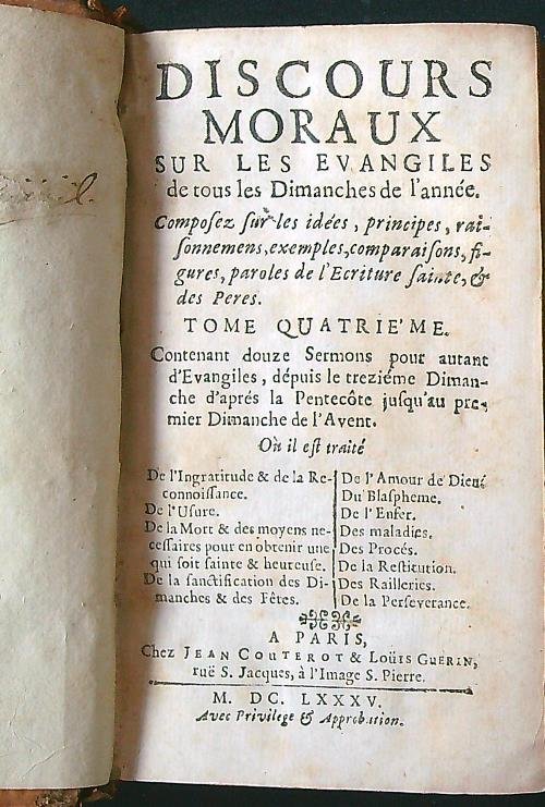 Discours moraux sur les evangiles tome 4