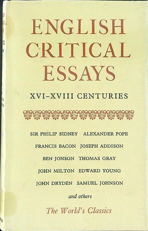 English critical Essays XVI - XVIII centuries | Immagine principale