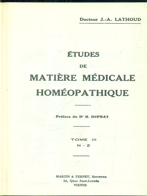 Etudes de matiere medicale homeopatique 3vv