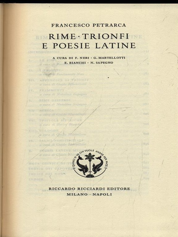 Francesco Petrarca. Rime, Trionfi, e poesie Latine. Vol. 6