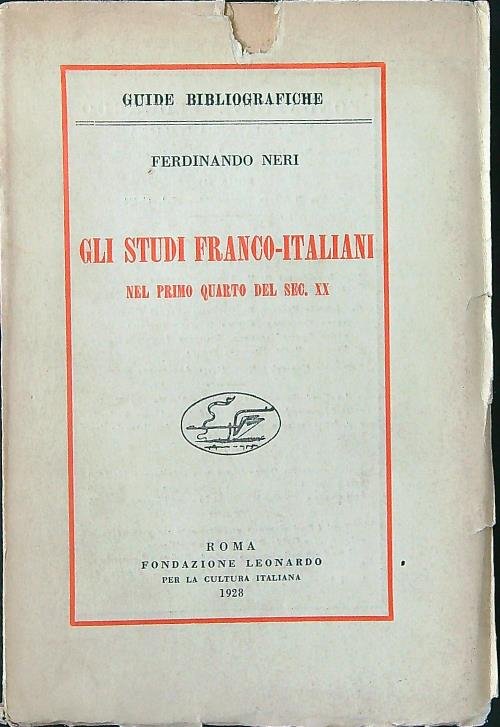Gli studi franco-italiani nel primo quarto del sec. XX