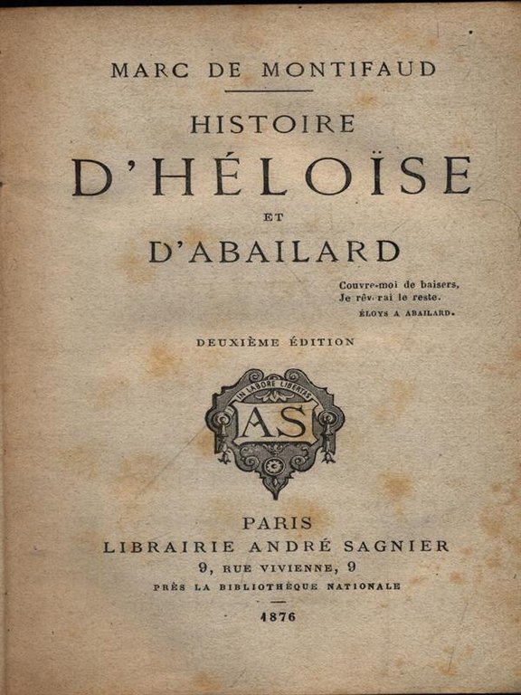 Histoire d'Heloise et D'Abilard