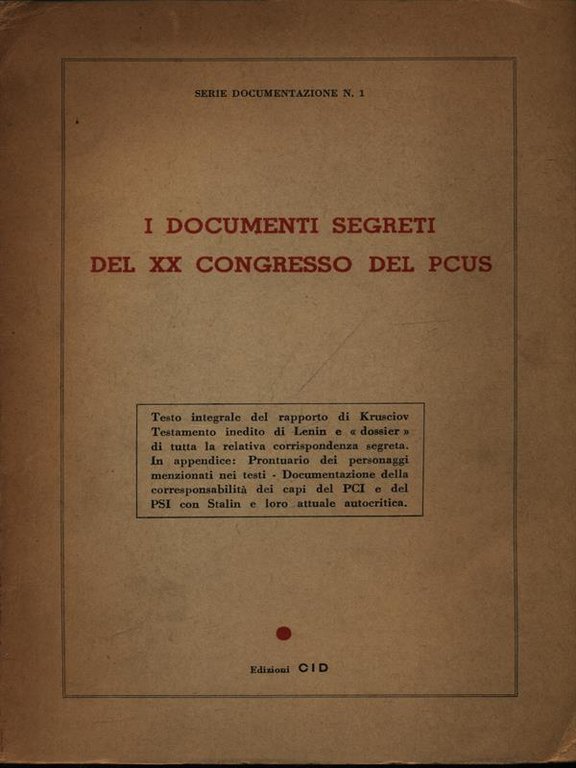 I documenti segreti del XX Congresso del PCUS