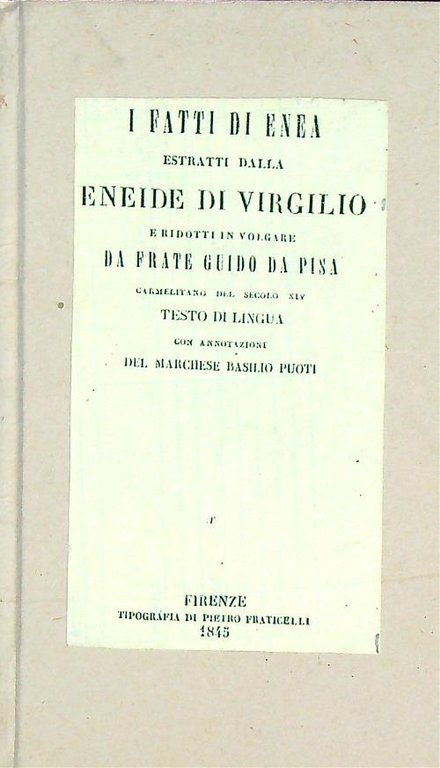 I fatti di Enea estratti dalla Eneide di Virgilio